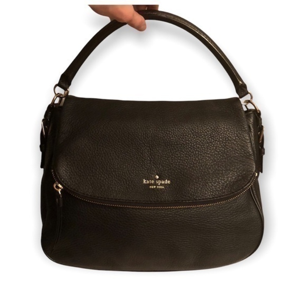 Kate spade black leather foldover bag